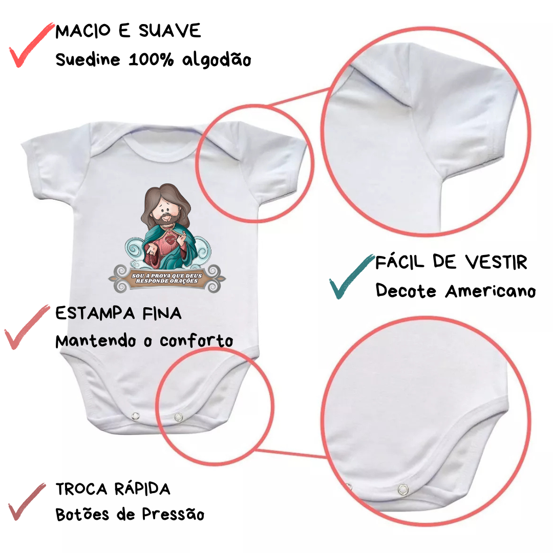 Body Bebê Macacão Sou a Prova de que Deus Ouve Orações - Imagem 4