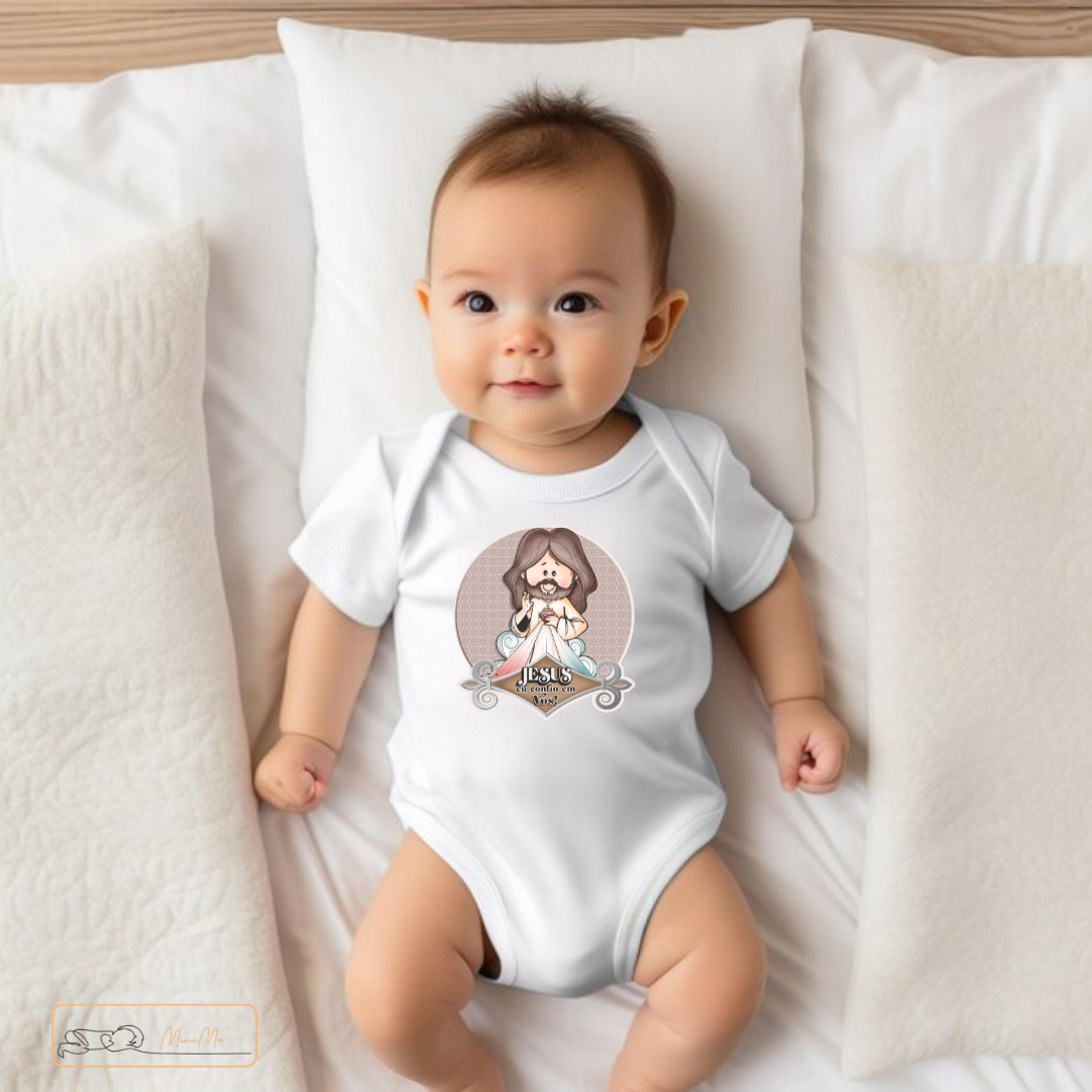 Body Macacão Bebe Jesus Eu Confio Em Vós - Imagem 2