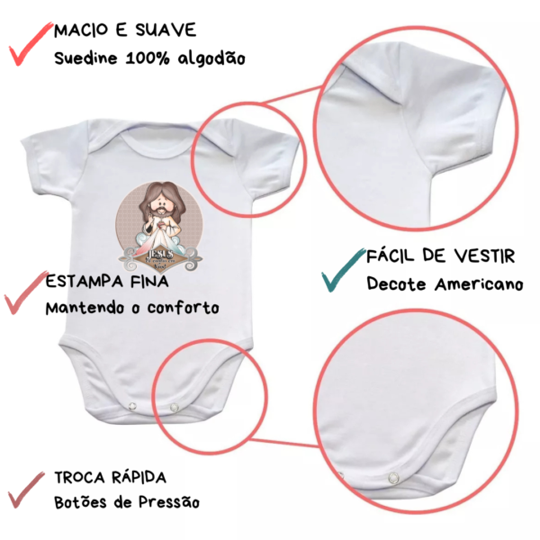 Body Macacão Bebe Jesus Eu Confio Em Vós - Imagem 4