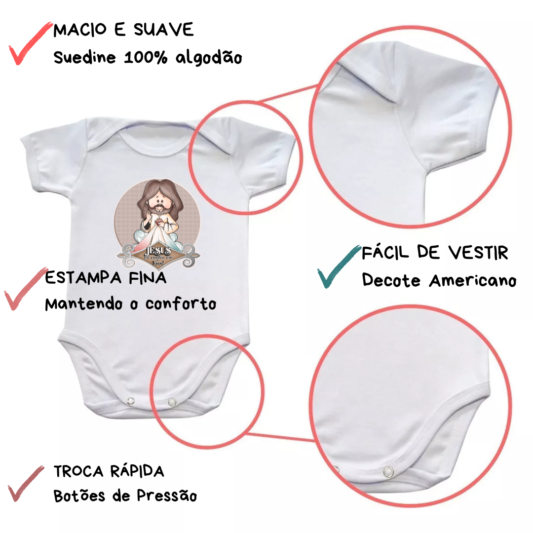 Body Macacão Bebe Jesus Eu Confio Em Vós - Imagem 4
