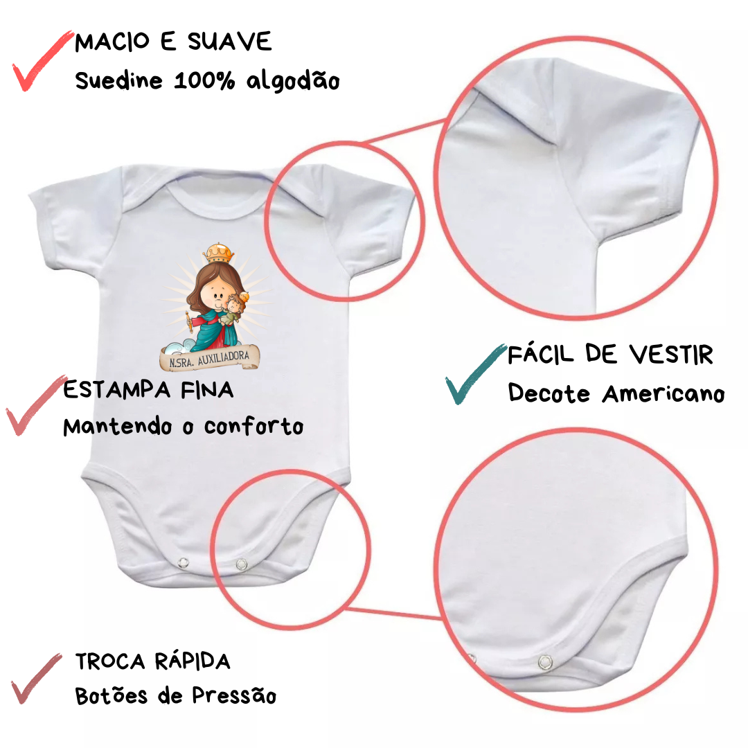 Body Macacão Bebe Nossa Senhora Auxiliadora - Imagem 3