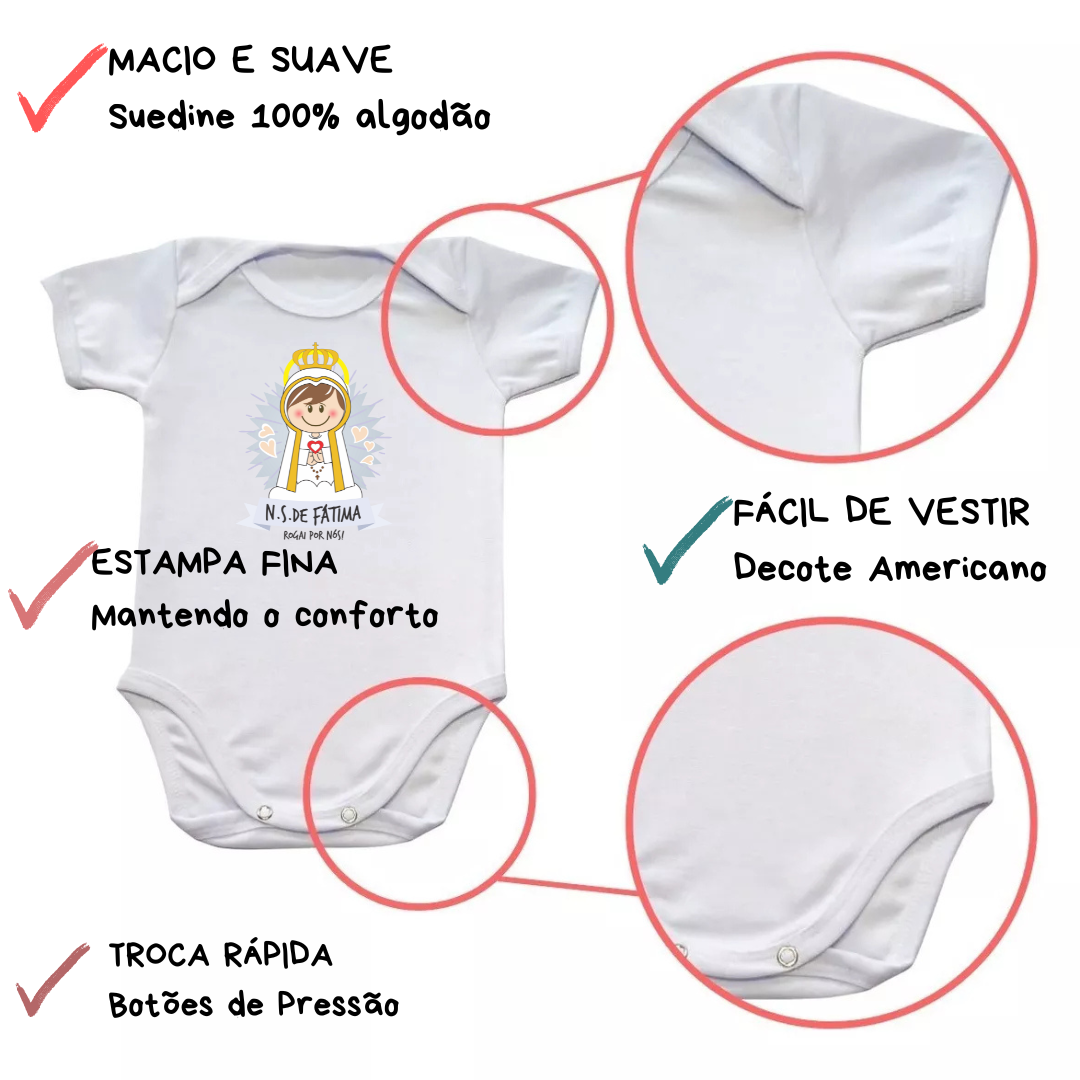 Body Macacão Bebe Unissex Nossa Senhora De Fátima - Imagem 4