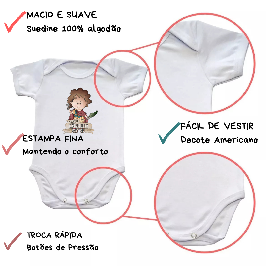 Body Macacão Bebe Unissex Santo Expedito - Imagem 4