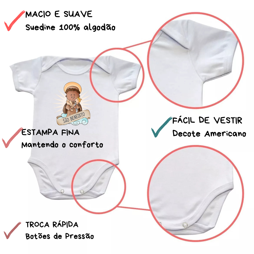Body Macacão Bebe Unissex São Benedito - Imagem 4