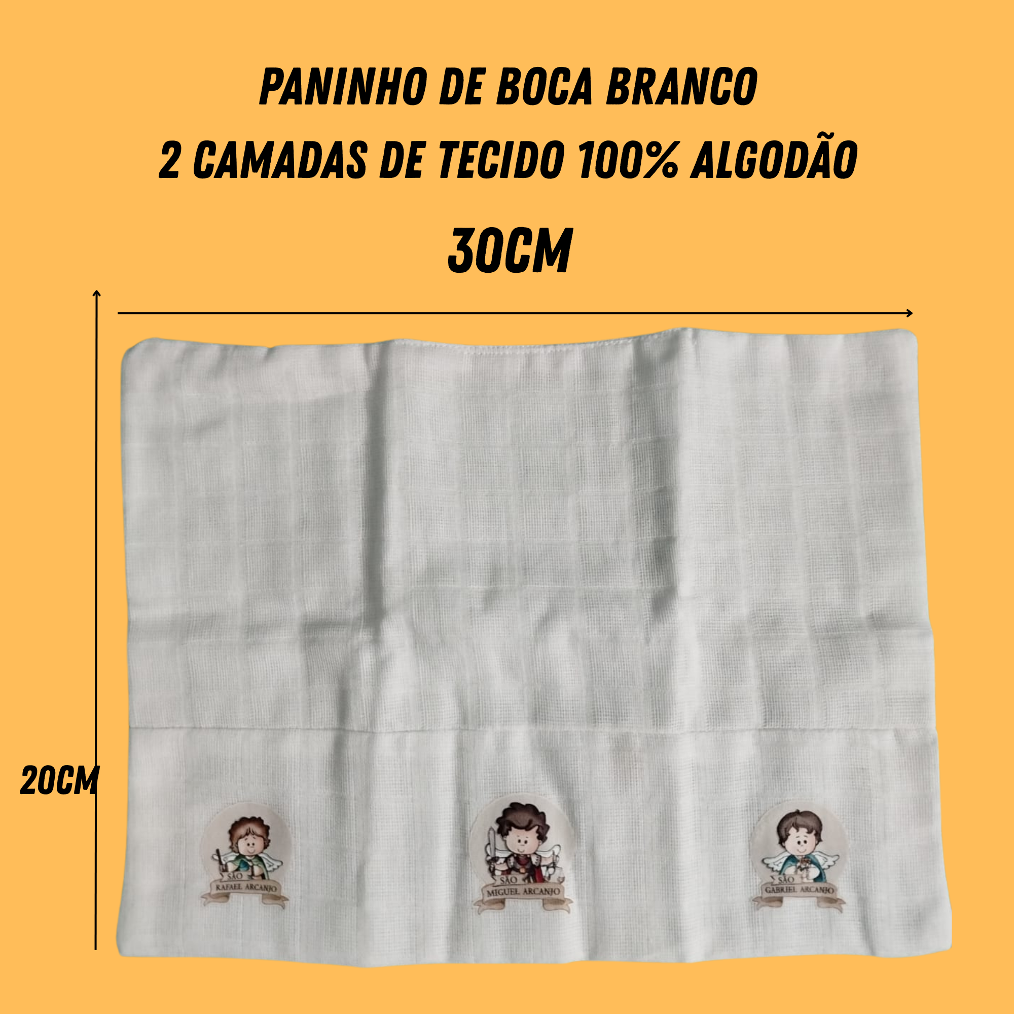 Kit Babador Fralda Algodão + Paninho Boca Anjos Arcanjos - Imagem 5